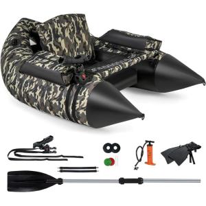imageGoplus Inflatable Float Tube Fishing Belly Boat with Fish Ruler Pump Storage Bag Adjustable Straps Fishing Float Tube for Angling 350LBS Load CapacityUpgrade Camouflage  WRod Holder