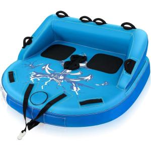 imageGoplus Inflatable Towable Tubes for Boating 1213 Riders Water Sports Tube for Boat to Pull Sofa Style Boat Tube with Drainage Dual Front and Back Tow PointsBlue  12 Person