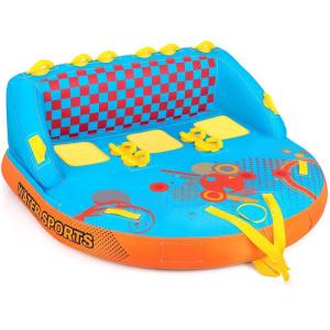 imageGoplus Inflatable Towable Tubes for Boating 1213 Riders Water Sports Tube for Boat to Pull Sofa Style Boat Tube with Drainage Dual Front and Back Tow PointsLight Blue  13 Person