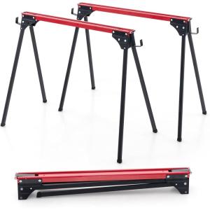 imageGoplus Saw Horses 2 Pack 2200 LBS HeavyDuty Folding Work Horse w 2x4 Brackets Robust Metal Sawhorses w Fast Release Legs Portable ampamp Lightweight Work Bench for DIY Woodworking Projects