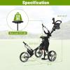 imageGoplus 3 Wheel Golf Push Cart Lightweight Foldable Caddy Cart wAdjustable Seat Handle Umbrella Holder Foot Brake Golf Trolley for Golf Bags Collapsible Golf Pull Cart for Men WomenGrey