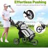 imageGoplus 3 Wheel Golf Push Cart Lightweight Foldable Caddy Cart wAdjustable Seat Handle Umbrella Holder Foot Brake Golf Trolley for Golf Bags Collapsible Golf Pull Cart for Men WomenGrey