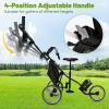 imageGoplus 3 Wheel Golf Push Cart Lightweight Foldable Caddy Cart wAdjustable Seat Handle Umbrella Holder Foot Brake Golf Trolley for Golf Bags Collapsible Golf Pull Cart for Men WomenGrey