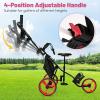 imageGoplus 3 Wheel Golf Push Cart Lightweight Foldable Caddy Cart wAdjustable Seat Handle Umbrella Holder Foot Brake Golf Trolley for Golf Bags Collapsible Golf Pull Cart for Men WomenRed