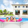 imageGoplus Above Ground Swimming Pool 12ft x 12ft x 30inch Outdoor Steel Frame Pool WPool Cover Reinforced Steel Frame Round Swimming Pool for Backyard Garden Patio Balcony BlueGray