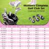 imageGoplus Complete Golf Club Set for Women 11 PCS Right Handed Golf Clubs with 460CC 1 Driver 3 Fairway 5 Hybrid 56789PS Irons Putter Golf Cart Bag with Rain Hood for LadyPink