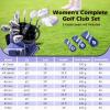 imageGoplus Complete Golf Club Set for Women 11 PCS Right Handed Golf Clubs with 460CC 1 Driver 3 Fairway 5 Hybrid 56789PS Irons Putter Golf Cart Bag with Rain Hood for LadyPurple