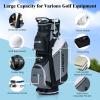 imageGoplus Golf Cart Bag with 14 Top Dividers Golf Club Bag with 7 Zipped Pockets Cooler Bag Rain Hood Detachable Shoulder Strap Lightweight Golf Bag for Men WomenGreyBlack