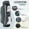 imageGoplus Golf Cart Bag with 14 Top Dividers Golf Club Bag with 7 Zipped Pockets Cooler Bag Rain Hood Detachable Shoulder Strap Lightweight Golf Bag for Men WomenDark Gray