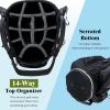imageGoplus Golf Cart Bag with 14 Top Dividers Golf Club Bag with 7 Zipped Pockets Cooler Bag Rain Hood Detachable Shoulder Strap Lightweight Golf Bag for Men WomenGreyBlack