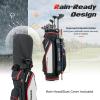 imageGoplus Golf Cart Bag with 14Way Dividers Lightweight Portable Golf Club Bag with 8 Zippered Pockets Including Cooler Bag Rain Hood Shoulder Strap Carry Handle Golf Bag for Men WomenBlackRed