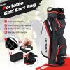 imageGoplus Golf Cart Bag with 14Way Dividers Lightweight Portable Golf Club Bag with 8 Zippered Pockets Including Cooler Bag Rain Hood Shoulder Strap Carry Handle Golf Bag for Men WomenBlackRed