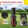 imageGoplus Golf Cart Bag with 14Way Top Dividers 9 Zippered Pockets Cooler Bag Rain Hood Shoulder Strap Carry Handle Lightweight Golf Club Bags for Men WomenBlackRed