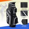 imageGoplus Golf Cart Bag with 14Way Top Dividers 9 Zippered Pockets Cooler Bag Rain Hood Shoulder Strap Carry Handle Lightweight Golf Club Bags for Men WomenBlackGray