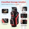 imageGoplus Golf Cart Bag with 14Way Top Dividers 9 Zippered Pockets Cooler Bag Rain Hood Shoulder Strap Carry Handle Lightweight Golf Club Bags for Men WomenBlackRed
