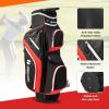 imageGoplus Golf Cart Bag with 14Way Top Dividers 9 Zippered Pockets Cooler Bag Rain Hood Shoulder Strap Carry Handle Lightweight Golf Club Bags for Men WomenBlackRed