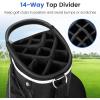 imageGoplus Golf Cart Bag with 14Way Top Dividers 9 Zippered Pockets Cooler Bag Rain Hood Shoulder Strap Carry Handle Lightweight Golf Club Bags for Men WomenBlackGray