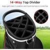 imageGoplus Golf Cart Bag with 14Way Top Dividers 9 Zippered Pockets Cooler Bag Rain Hood Shoulder Strap Carry Handle Lightweight Golf Club Bags for Men WomenBlackRed