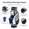 imageGoplus Golf Cart Bag with 14Way Top Organizers Lightweight Portable Golf Club Bag W7 Zippered Pockets Including Waterproof Valuable Pockets Rain Hood Shoulder Strap for Men WomenNavyGray