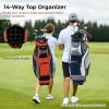 imageGoplus Golf Cart Bag with 14Way Top Organizers Lightweight Portable Golf Club Bag W7 Zippered Pockets Including Waterproof Valuable Pockets Rain Hood Shoulder Strap for Men WomenBlackRed