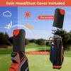 imageGoplus Golf Cart Bag with 14Way Top Organizers Lightweight Portable Golf Club Bag W7 Zippered Pockets Including Waterproof Valuable Pockets Rain Hood Shoulder Strap for Men WomenBlackRed