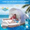imageGoplus Inflatable Canopy Island 73 Tanning Pool Lounger Float wRetractableampampRemovable Canopy SPF50 3 Comfy Pillows Giant Pool Float Load 440 LBS for 23 Person Lake Beach Garden71 Square
