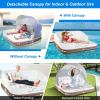 imageGoplus Inflatable Canopy Island 73 Tanning Pool Lounger Float wRetractableampampRemovable Canopy SPF50 3 Comfy Pillows Giant Pool Float Load 440 LBS for 23 Person Lake Beach Garden71 Square