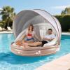imageGoplus Inflatable Canopy Island 73 Tanning Pool Lounger Float wRetractableampampRemovable Canopy SPF50 3 Comfy Pillows Giant Pool Float Load 440 LBS for 23 Person Lake Beach Garden73 Round