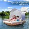 imageGoplus Inflatable Canopy Island 73 Tanning Pool Lounger Float wRetractableampampRemovable Canopy SPF50 3 Comfy Pillows Giant Pool Float Load 440 LBS for 23 Person Lake Beach Garden71 Square