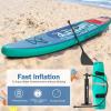 imageGoplus Inflatable Stand up Paddle Board 1010511 SUP 6quot Thick with Premium Accessories Adjustable Aluminum Paddle Leash Carry Bag Hand Pump Removable Fin ISUP for Adults11 FT