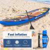 imageGoplus Inflatable Stand up Paddle Board 1010511 SUP 6quot Thick with Premium Accessories Adjustable Aluminum Paddle Leash Carry Bag Hand Pump Removable Fin ISUP for Adults11 FT