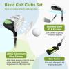 imageGoplus Junior Complete Golf Club Set for Kids Right Hand Golf Clubs with Stand Bag Rain Hood Golf Practice Set for Ages 578101113 Boys GirlsGreen  Ages 57  4PCS