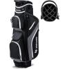 imageGoplus Golf Cart Bag with 14Way Top Dividers 9 Zippered Pockets Cooler Bag Rain Hood Shoulder Strap Carry Handle Lightweight Golf Club Bags for Men WomenBlackGray