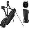 imageGoplus Golf Stand Bag Lightweight Golf Club Bag with 4 Way Top Dividers Rain Hood Cooler Bag 4 Zippered Pockets Dual Shoulder Strap Portable Golf Bag with Stand for Women MenBlack