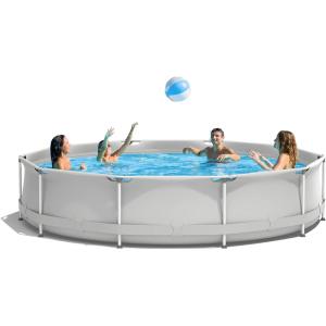 imageGoplus Above Ground Swimming Pool 12ft x 12ft x 30inch Outdoor Steel Frame Pool WPool Cover Reinforced Steel Frame Round Swimming Pool for Backyard Garden Patio Balcony BlueGray