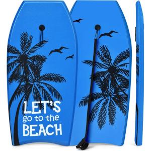 imageGoplus Boogie Boards for Beach 333741 Inches Lightweight Body Board w Wrist Leash EPS Core XPE Deck HDPE Slick Bottom Surfboard for Kids Teens Adults Surfing41 inch
