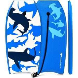 imageGoplus Boogie Boards for Beach 333741 Inches Lightweight Body Board w Wrist Leash EPS Core XPE Deck HDPE Slick Bottom Surfboard for Kids Teens Adults Surfing33 inch