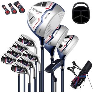 imageGoplus Complete Golf Club Package Set for Men 11 PCS Right Handed Golf Clubs with 460CC 1 Driver 3 Fairway Wood 5 Hybrid 56789SP Irons Putter Golf Stand Bag with Rain HoodBlue