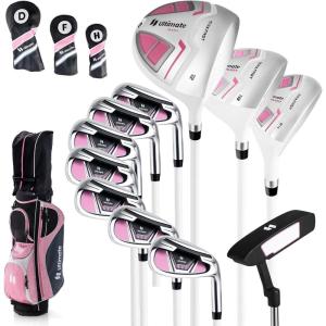 imageGoplus Complete Golf Club Set for Women 11 PCS Right Handed Golf Clubs with 460CC 1 Driver 3 Fairway 5 Hybrid 56789PS Irons Putter Golf Cart Bag with Rain Hood for LadyPink
