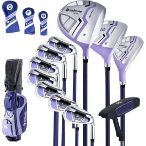 imageGoplus Complete Golf Club Set for Women 11 PCS Right Handed Golf Clubs with 460CC 1 Driver 3 Fairway 5 Hybrid 56789PS Irons Putter Golf Cart Bag with Rain Hood for LadyPurple