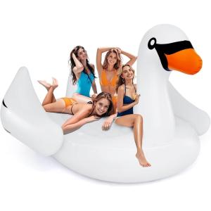 imageGoplus Giant Flamingo Pool Float 46 People Inflatable Pool Raft wAir Pump ampamp 6 Cup Holders for Adults Kids Floating Island Toys for Party Beach River LakeSwan  4 Person