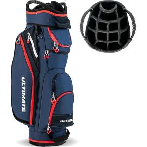 imageGoplus Golf Cart Bag with 14Way Dividers Lightweight Portable Golf Club Bag with 8 Zippered Pockets Including Cooler Bag Rain Hood Shoulder Strap Carry Handle Golf Bag for Men WomenNavyRed