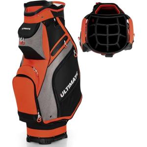 imageGoplus Golf Cart Bag with 14Way Top Organizers Lightweight Portable Golf Club Bag W7 Zippered Pockets Including Waterproof Valuable Pockets Rain Hood Shoulder Strap for Men WomenBlackRed