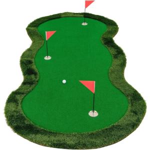 imageGoplus Golf Putting Green 10x33FT10x5FT Large Golf Practice Mat w3 Holes 3 Flags Training Aid Cups Realistic Feel Turf Professional Training Mat for Indoor Outdoor Home10FT x 5FT