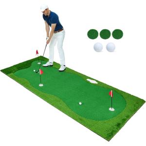 imageGoplus Golf Putting Green 10x33FT10x5FT Large Golf Practice Mat w3 Holes 3 Flags Training Aid Cups Realistic Feel Turf Professional Training Mat for Indoor Outdoor Home10 FT x 5 FT  Rectangle