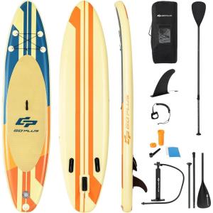 imageGoplus Inflatable Stand up Paddle Board 1010511 SUP 6quot Thick with Premium Accessories Adjustable Aluminum Paddle Leash Carry Bag Hand Pump Removable Fin ISUP for Adults105 FT
