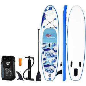 imageGoplus Inflatable Stand up Paddle Board iSUP Cruiser 6quot Thickness iSUP Package w3 Fins Thuster Adjustable Paddle Pump Kit and Carry Backpack Wave 10 FT