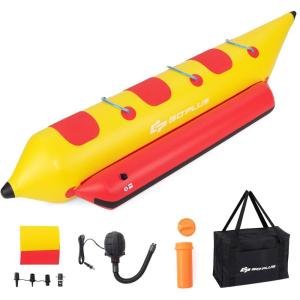 imageGoplus Inflatable Towable Tubes for Boating 13 Rider Hot Dog Tube wElectric Air Pump Carrying Bag Water Recreation Sports Banana Boat for Towing Rider