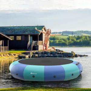 imageGoplus Inflatable Water Trampoline 10FT12FT15FT Recreational Water Bouncer wElectric Inflator Rope Ladder Mooring Ropes Anchor Adults Youth Bounce Swim Platform for Lakes Pools15FTBlueGreen