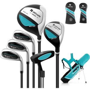 imageGoplus Junior Complete Golf Club Set for Kids Right Hand Golf Clubs with Stand Bag Rain Hood Golf Practice Set for Ages 578101113 Boys GirlsBlue  Ages 1113  6PCS